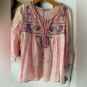 Calypso St. Barth Tie-Dyed Sequined/ Embroidered Top Size 1